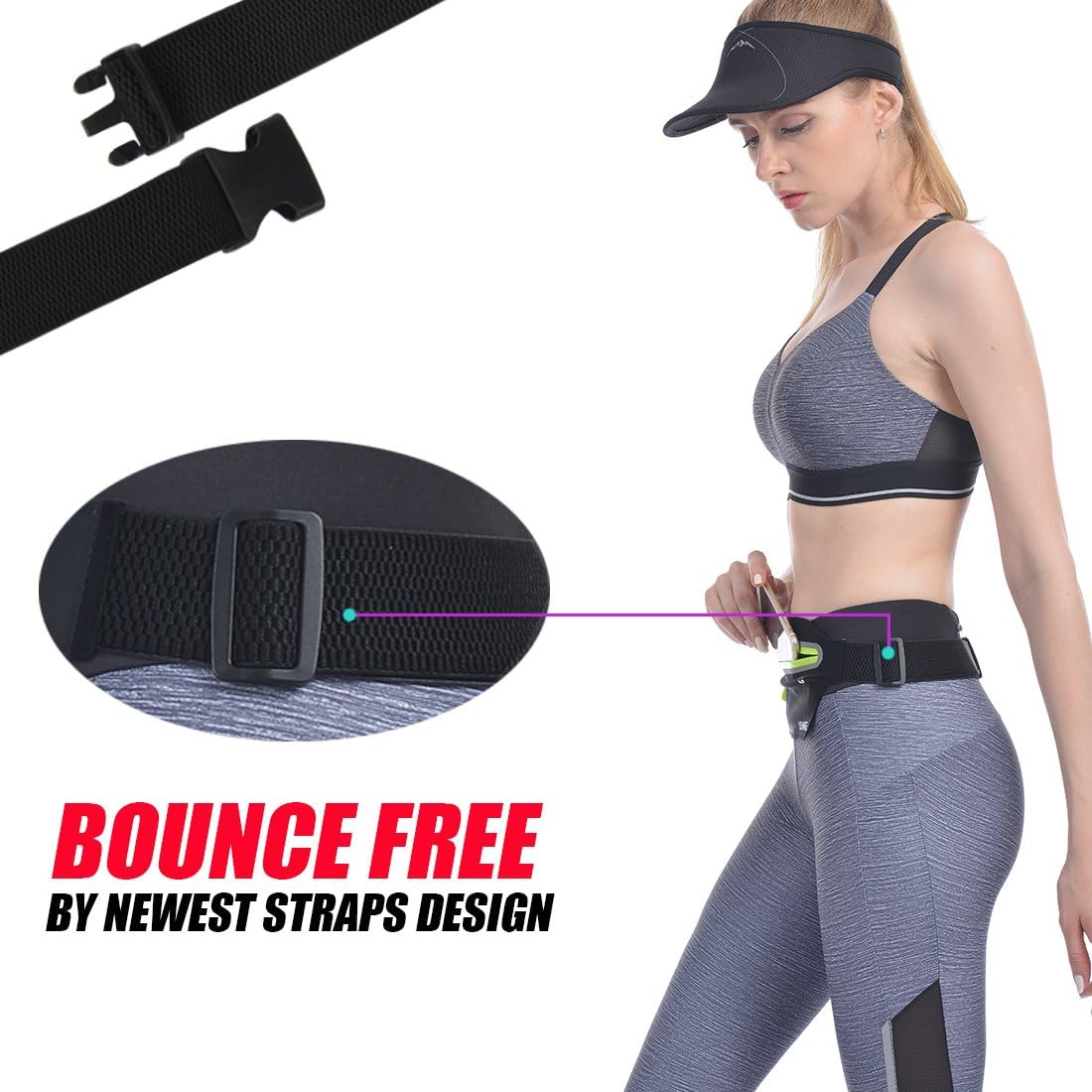 USHAKE Slim Running Belt, Ultra Light Bounce Free Waist Pouch Fitness Workout Belt Sport Waist Pack Exercise Waist Bag for Apple iPhone 8 X 7 6+ 5s Samsung in Running Gym Marathon Cycling(04BK) : Sports & Outdoors