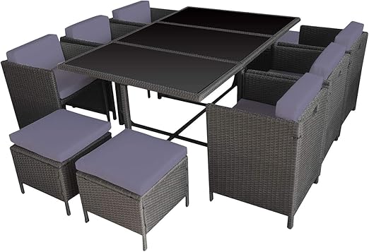 Salon De Jardin Encastrable Santorin En Resine Tressee Grise 10