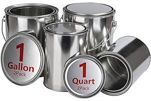 QTLCOHD 4 Pack Empty Paint Cans with Lids, 1 Gallon Paint Can with Lids and Handles + 2 Quart Paint Can with Lids, Metal Unlined Paint Bucket, Paint Pails Containers for Painting, DIY Crafts