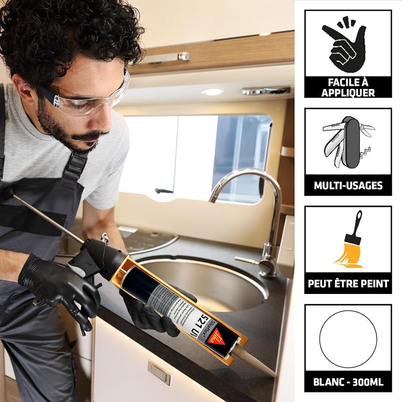 - Mastic-colle multi-usage - Sikaflex 521 UV - Blanc - 300ml