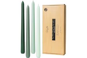 Viyffo Taper Candles 10 Inch Green Set of 4 Unscented, Dripless, Smokeless Long Tall Tapered Candlesticks Wedding Home Decor Dinner Natural Color Series