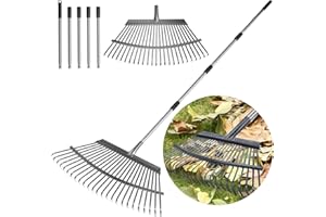 GREATBUDDY Rake for Leaves Heavy Duty 72 Inch Long Expandable Leaf Rake, 18 Inch Wide Garden Rakes with 25 Reinforced Tines and Stainless Steel Handle for Lawn, Yard, Leaf Cleanup
