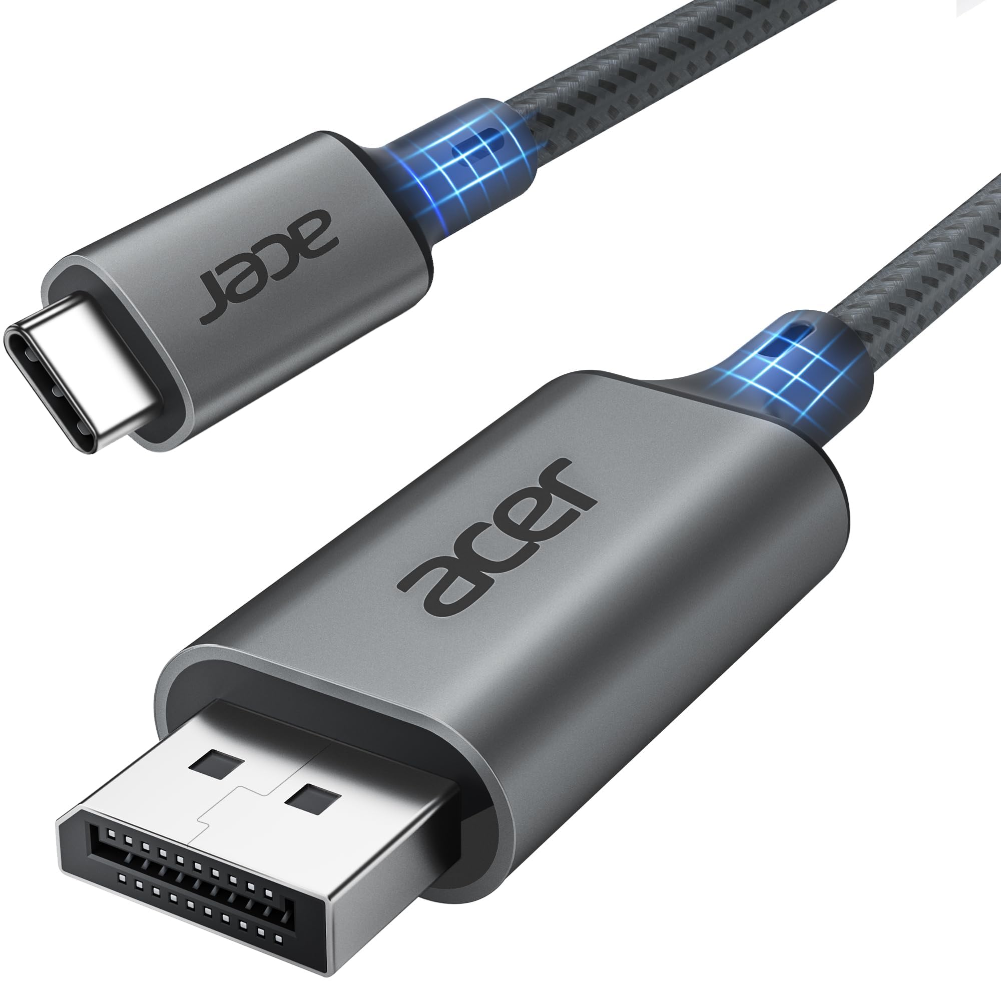 Photo 1 of acer USB C to DisplayPort Cable 6.6 FT (4K@60HZ 2K@165Hz), Type-C to DisplayPort Cord (Sturdy Aluminum, Plug & Play) Thunderbolt 3/4/5 Compatible with MacBook Pro/Air, iPhone 16 Pro/Max, XPS, Surface