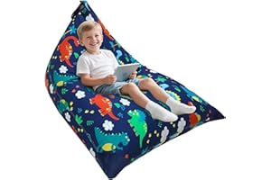 Jorbest Stuffed Animal Storage Bean Bag Chair Cover for Kids Adults, Dinosaur Stuffed Animal Bean Bag Storage, Dinosaur Storage Bag - Cover ONLY(200 L/52 Gal)