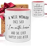 Happy Retirement Mugs Gift for Women, A Wise Woman Once Said Im Outta Here Coffee Mug, Funny Retired Mugs Gifts for Her, Retired Birthday Christmas mug gifts for Mom Grandma Teacher Nurse Coworkers-43