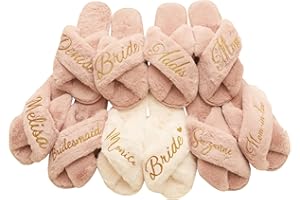 Personalized Bridesmaid Fluffy Slipper, Custom Bride Slipper Bachelorette Party Bridal Shower Wedding Gift for Bride