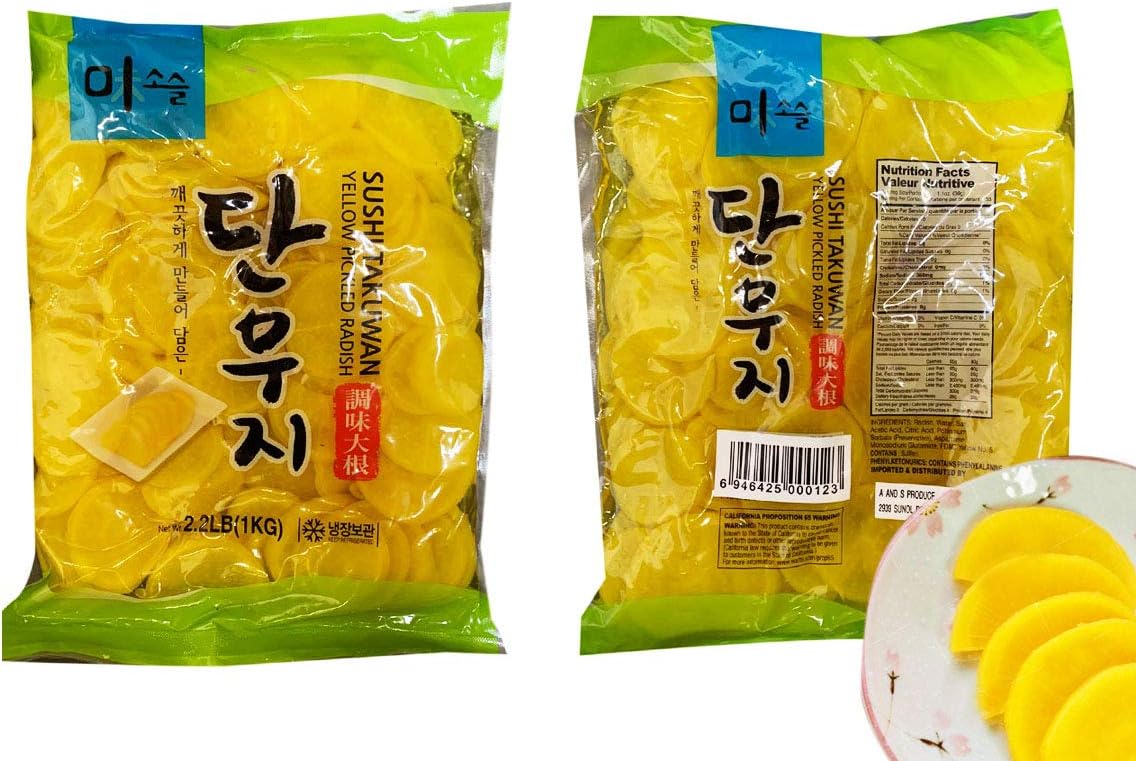 A and S Sushi Takuwan Yellow Pickled Radish - 2.2lbs (Pack of 1)