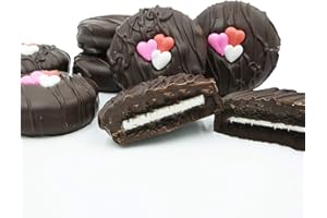 Philadelphia Candies Dark Chocolate Covered Creme Filled Sandwich Cookies, Valentine's Day Gift 8 Ounce