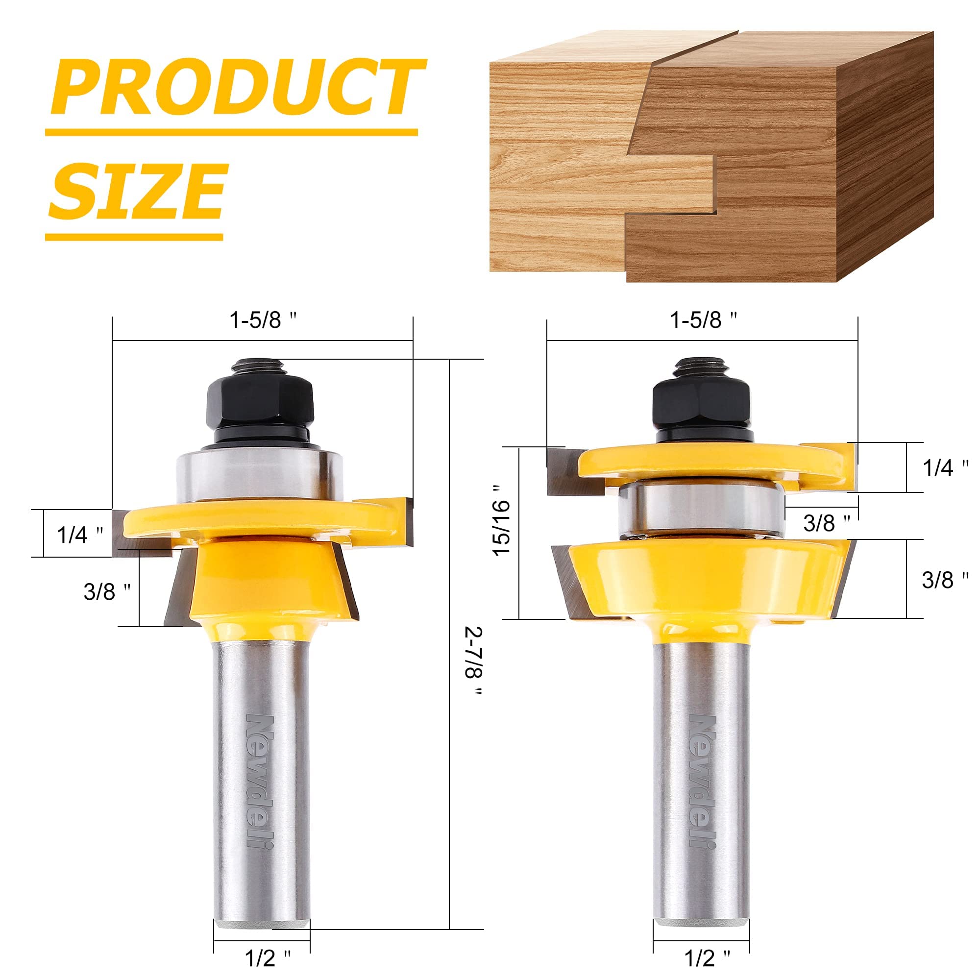 Mua Shaker Rail and Stile Router Bits, Newdeli 1/2 Inch Shank Tongue ...