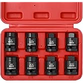 CASOMAN 8PCS 1/2-Inch Drive Pipe Plug Socket Set, Cr-Mo, SAE, Male/Female Set, 7/16", 1/2", 5/8", 9/16", Tapered Male Square 