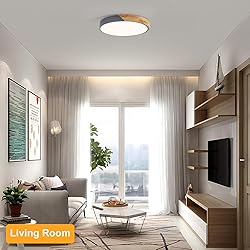 Vikaey Modern LED Ceiling Light, Minimalist Wood