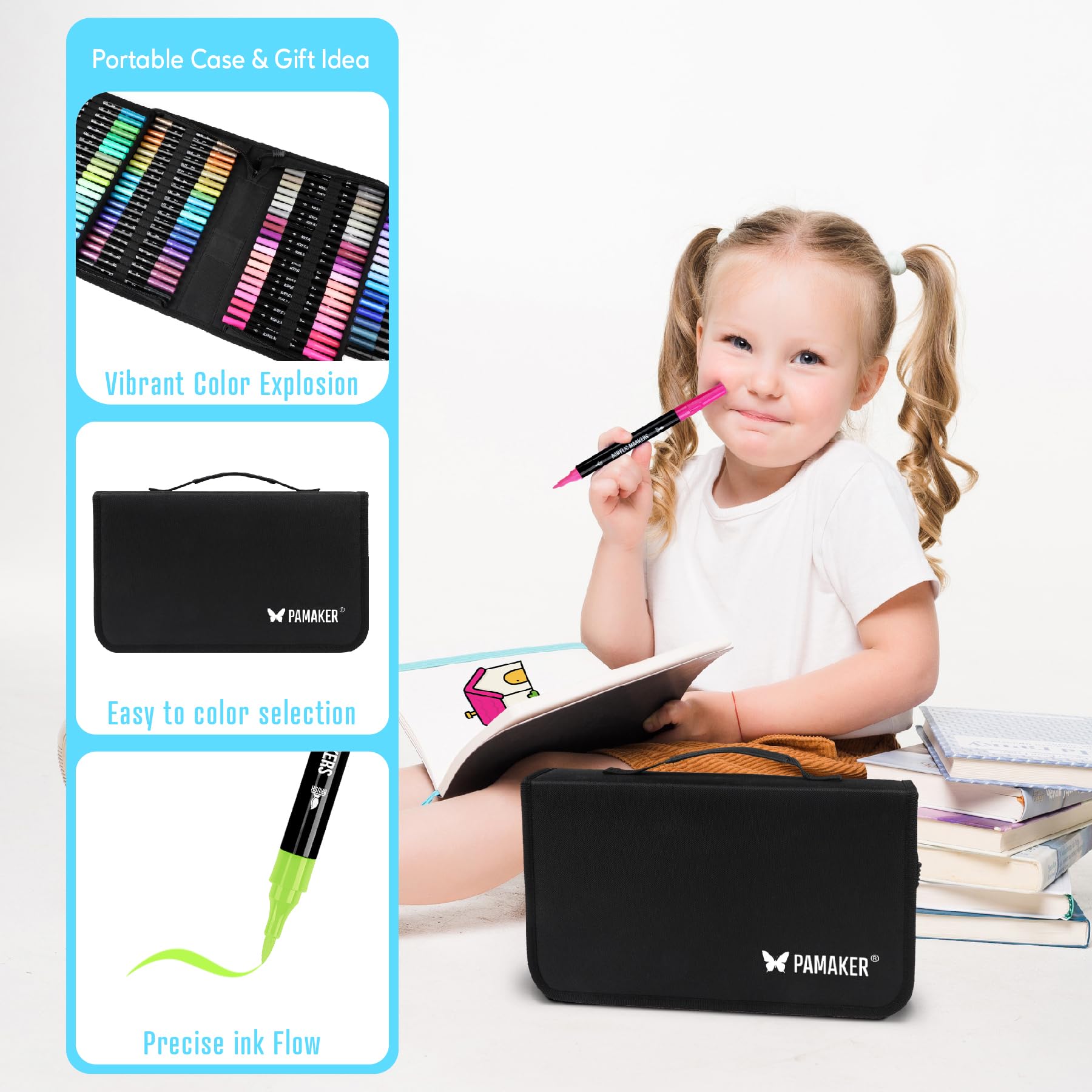 120 Farben Acrylstifte Set – Doppelseitige Spitzen, Multimarker für Steine, Holz, Stoff, Leinwand, Glas, Keramik in Stofftasche – Vielseitige Acrylfarben für Künstler & DIY Projekte 8