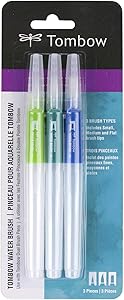 Tombow 56253 Water Brush, 3-Pack. Easily Blend Water-Based Markers, Watercolor Paint, and More with 3 Flexible Brush Tips