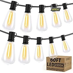 OHLUX Bistro String Lights Outdoor, 60FT Deck