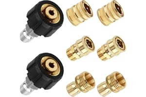 ENNSOO Pressure Washer Accessories, Quick Disconnect Kit, Pressure Washer Quick Connect Fittings with M22 Swivel to 3/8'' Quick Connect, 3/4" to Quick Release, Pressure Washer Kit, 8PCS, Brass