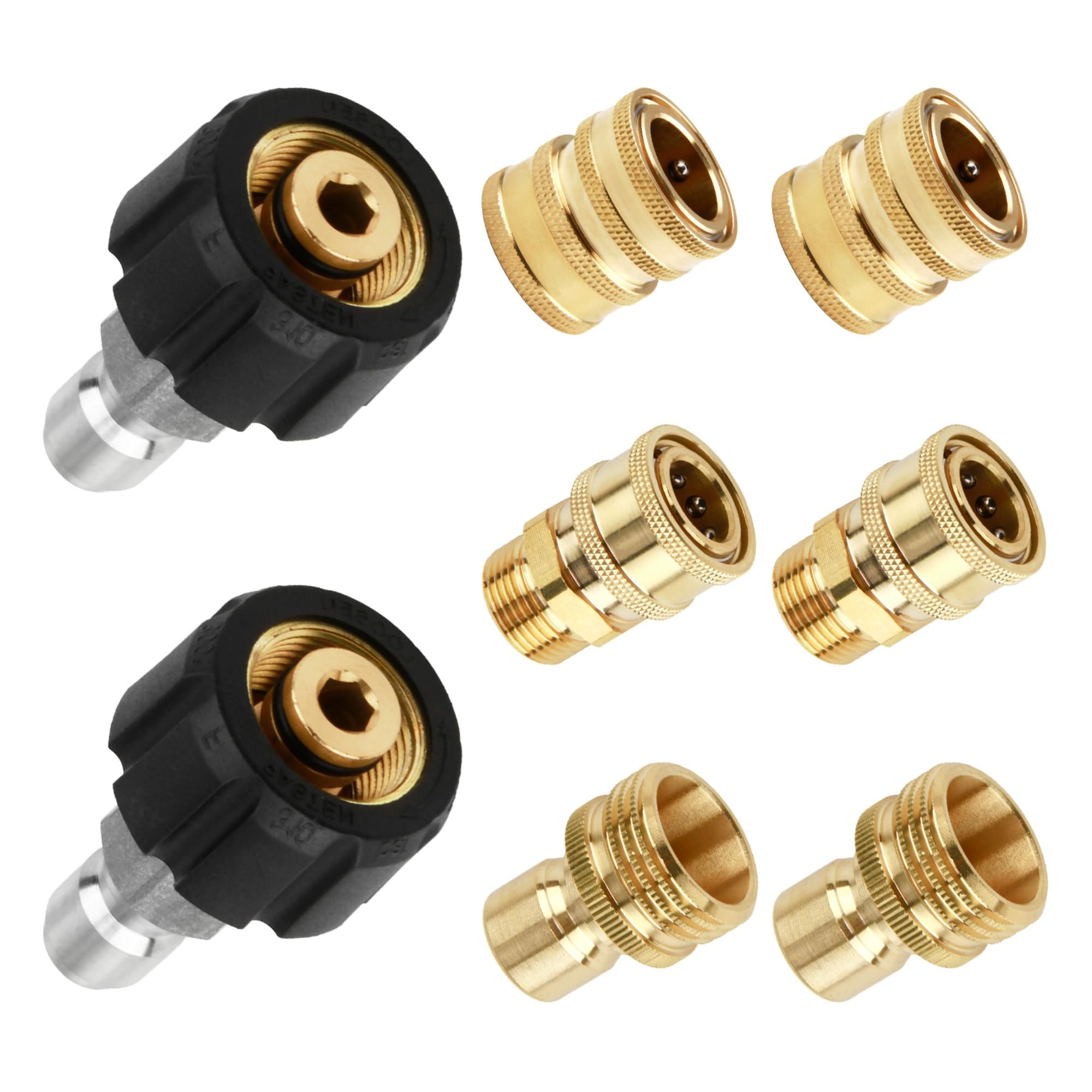 Photo 1 of ENNSOO Pressure Washer Accessories, Quick Disconnect Kit, Pressure Washer Quick Connect Fittings with M22 Swivel to 3/8'' Quick Connect, 3/4" to Quick Release, Pressure Washer Kit, 8PCS, Brass