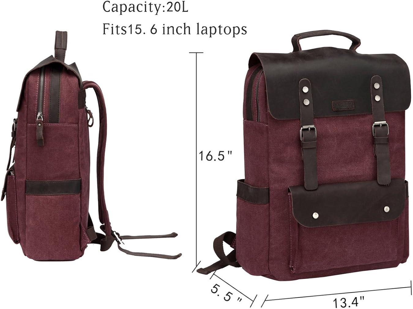 Amazon Com Vintage Leather Canvas Backpack For Women Fits 15 6