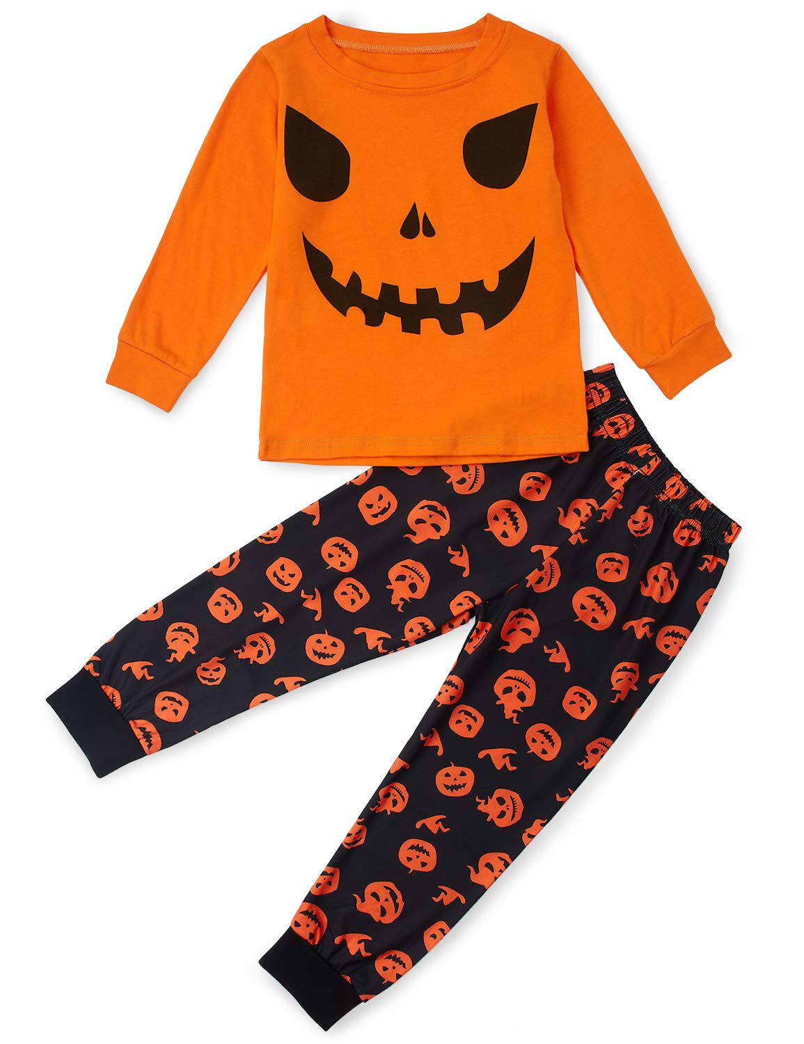 Halloween Pajamas for Boys Size 7,Size 6 Squash Print Personalized Family Loungewear for Girls Summer Autumn Loose Nightwear Overalls Orange 1 Set Size 7
