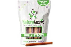 Nature Gnaws Small Bully Sticks for Dogs 5-6" (15 Count) - Long Lasting for Light Chewers and Puppies - Natural Thin Beef Dog Chew Bones - Rawhide Free