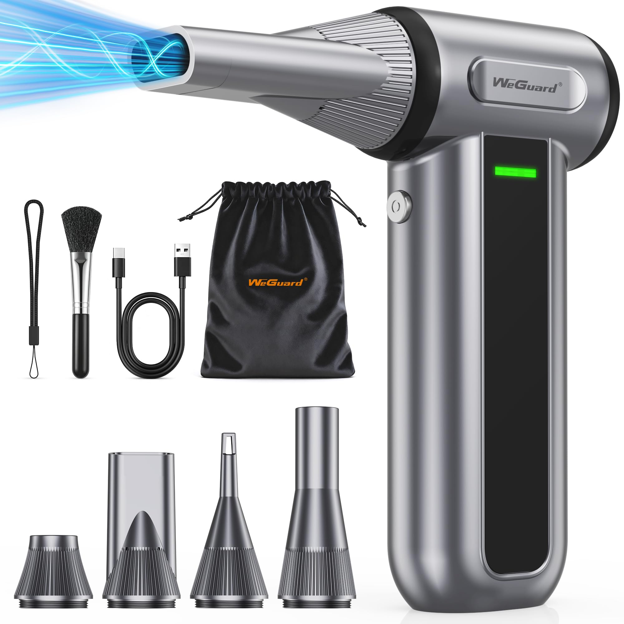 Photo 1 of WeGuard W22 Electric Air Duster, 180000 RPM Compressed Air Duster with LED Light, 3-Speed Adjustable/Compressed Air Can Alternative, Dust Blower for Computer, Keyboard, Car, Leaves, Outdoor