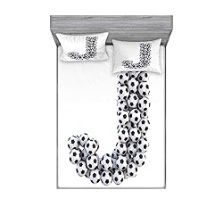 Ambesonne Letter J Fitted Sheet & Pillow Sham