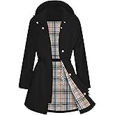 ATLASLAVA Women Rain Jacket Waterproof Raincoat with Hood Breathable Long Windbreaker Trench Coat S-3XL