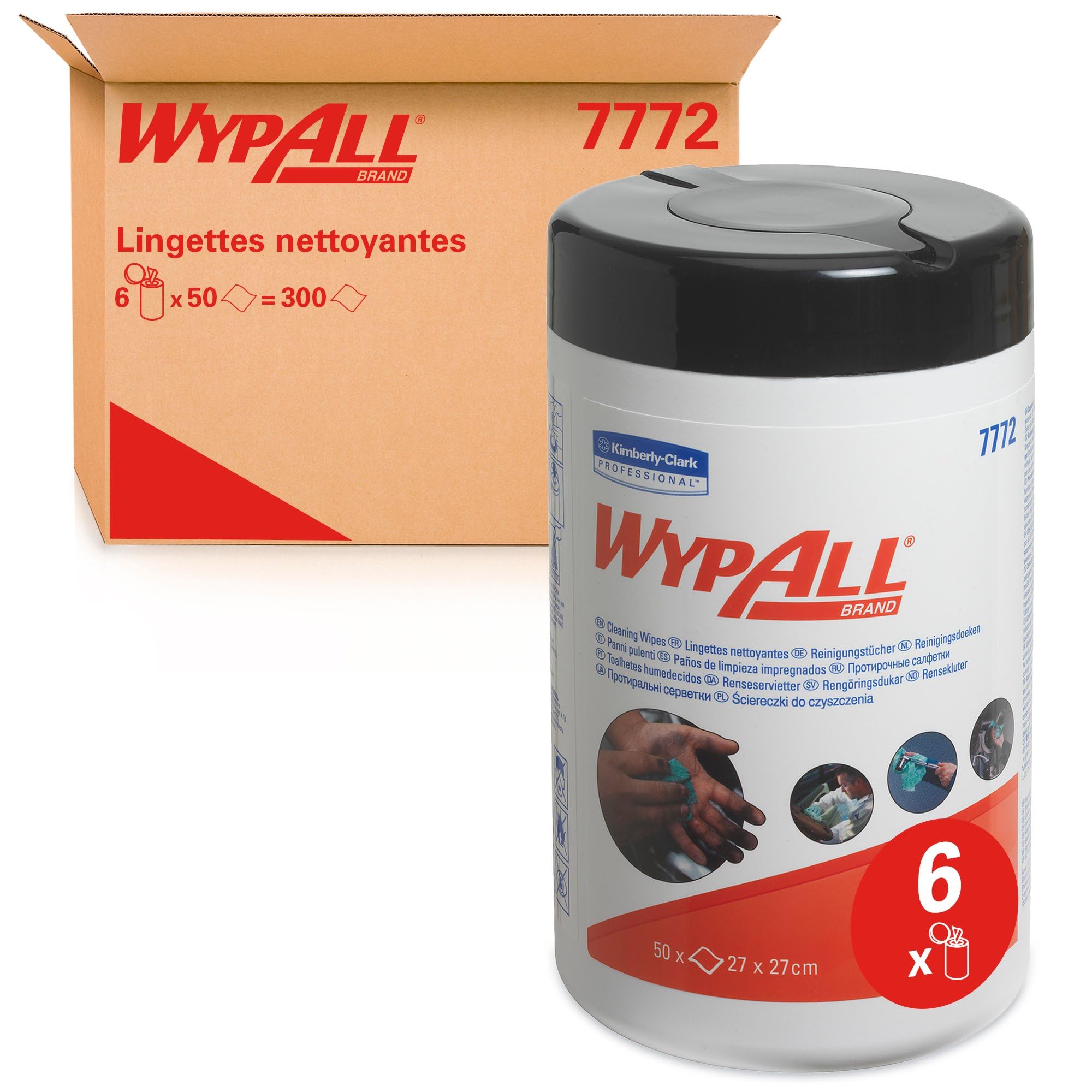 WypAll Cleaning Wipes Refill 7772 - Industrial Wipes - 6 Wipes Canisters x 50 Green Cleaning Wipes (300 Wipers Total)