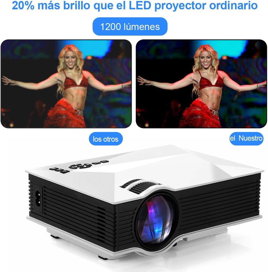 Proyector con WIFI Quarice® LED Proyector WIFI Portátil Mini UC46 ...