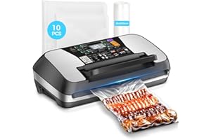 95kPa Vacuum Sealer Machine, 10-IN-1 Modes Powerful Full Automatic Food Vacuum Sealer Set