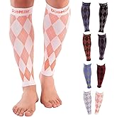 Doc Miller Calf Compression Sleeve for Women & Men, Footless 20-30mmHg Support for Shin Splints, Varicose Veins, Nurses, Running, Leg Pain Relief, Argyle Pattern, 1 Pair