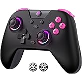 EasySMX X05 Wireless Controller for PC/Steam/Switch/iOS/Android, Black | Bluetooth &amp; 2.4G &amp; Wired, Bluetooth Gamepad with Hall Effect, RGB, Turbo, Anti-Drift Controller, with Extra Thumb Grips.