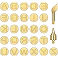 Yoption 28 Pieces Wood Burning Tips, Letter Wood Burning Tool Uppercase Alphabet Branding and Personalization Set for Wood and Other Surfaces by Wooden Letters for Carving Craft Wood DIY