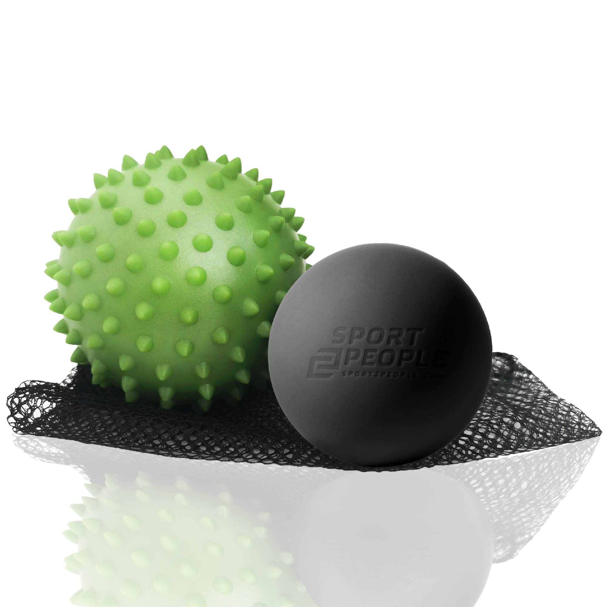 Sport2People 2 Pack Massage Ball Set - Lacrosse and Spiky Balls for Your Complete Recovery and Relaxation - Made from Natural Rubber - Soft and Comfortable Touch