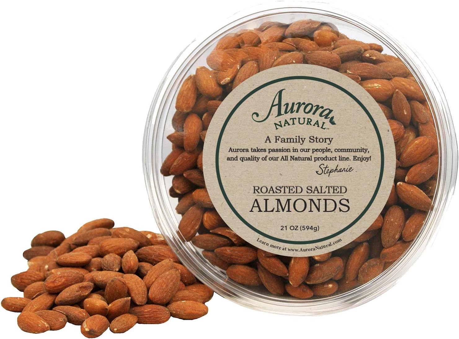 Aurora Natural Products Roasted Almonds, Salted, 21 Ounce