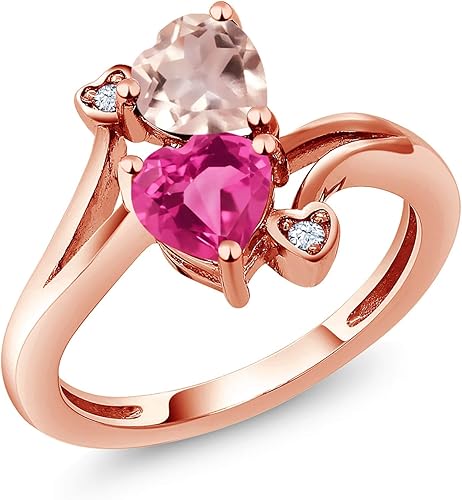 Amazon Gem Stone King 1 53カラット 天然 ローズクォーツ 指輪 リング レディース 合成ピンクサファイア シルバー925 ピンクゴールドコーティング リング 通販
