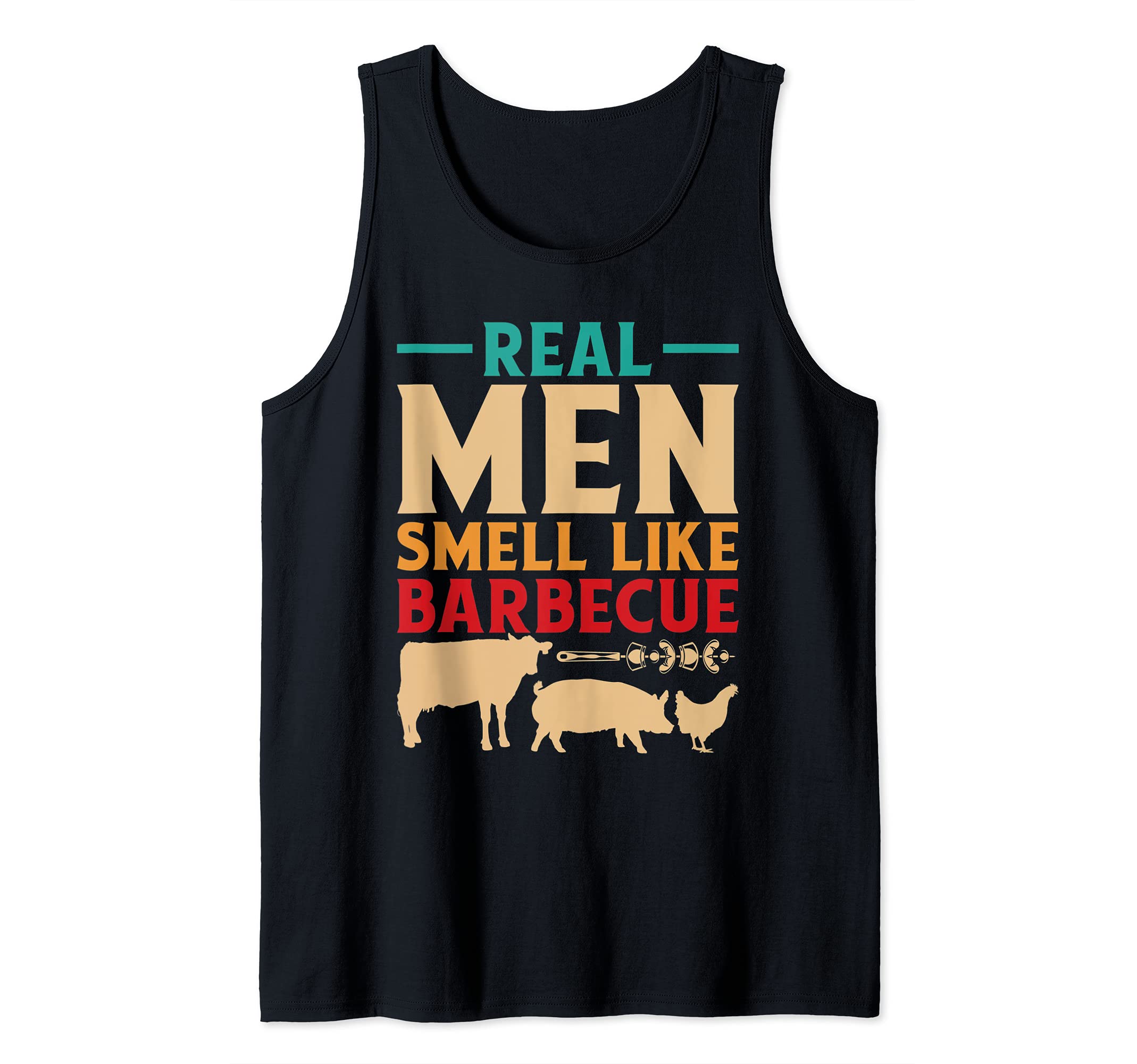 Funny BBQ Grill Grilling Smoker Real Men Smell Like Barbecue Tank Top