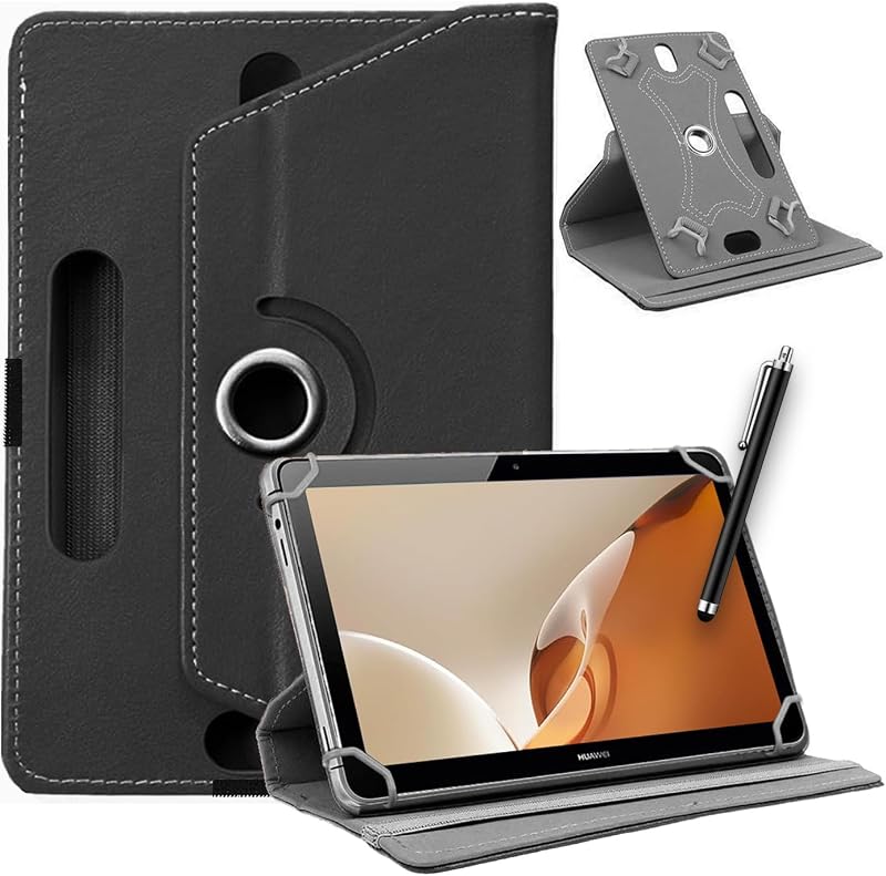 SU Selling United 10 10.1 Inch Tablet Case Folio Stand Black Magic Leather