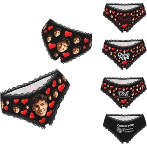 Custom Photo Panties for Women Personalized Face Lace Underwear | Upload Your Photo Text or Logo to Create Funny Personalized