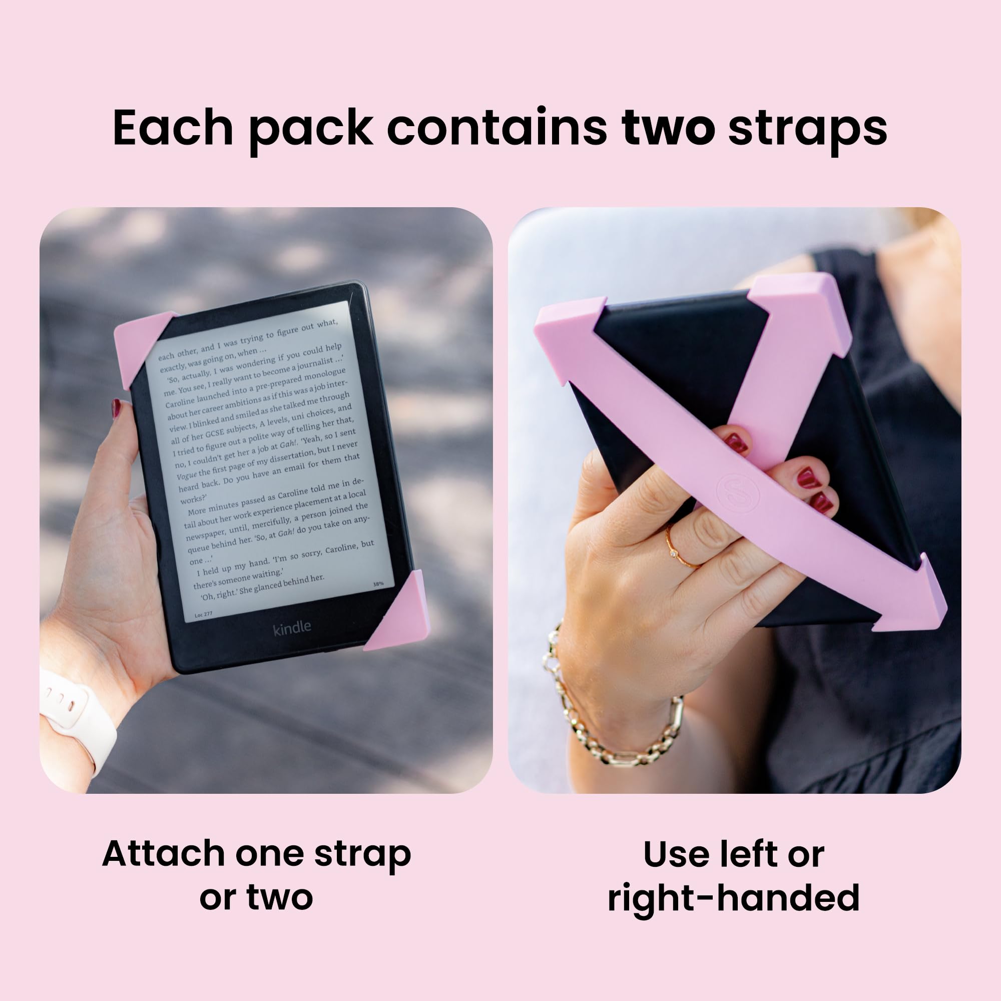 Strapsicle Hand Strap for Kindle Accessories Comfy Silicone Grip Alternative to Case or Cover Fits Paperwhite 7th/10th Gen & Most Kobos - Medium - Black
