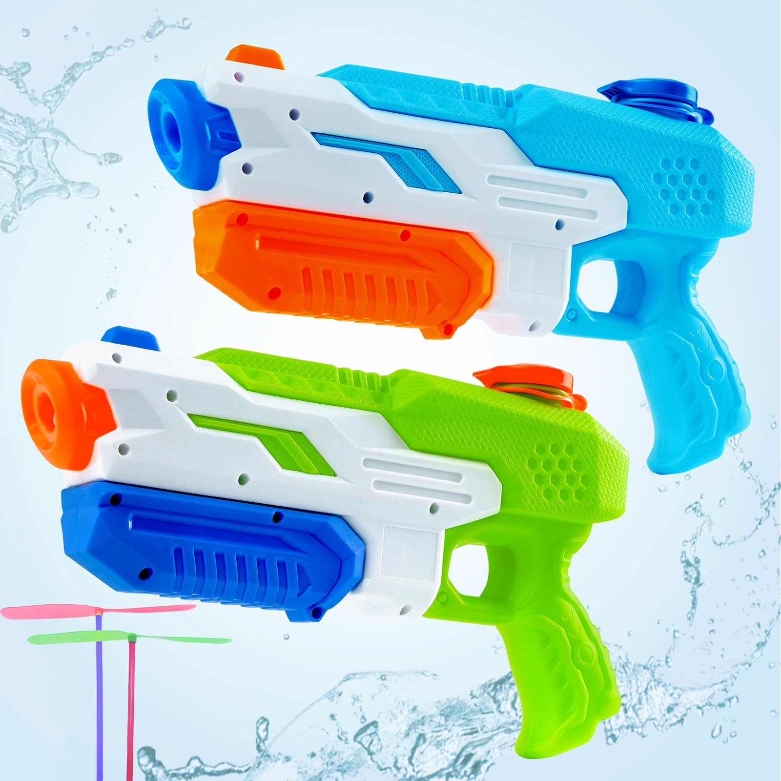 2 Pack Powerful Water Gun Kids 3-15 & Adults,Big 13inch,Water Gun Pistol Long Distance Range 35FT, Large Capacity, Water Blaster Sprinklers Squirter Summer Pool Outdoor Water Toy