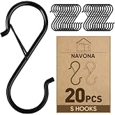 20 Pcs S Hooks for Hanging Heavy Duty, Metal S Hook with Safety Buckle | 3.5-inch S Hook for Hanging Plants, Suitable for 0.5 inch Rods, Purse Hooks, Perfect for Closet, Kitchen, Pot, Pan, Bags