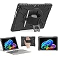 Junfire Protective Case for Microsoft Surface Pro 11/Pro 10/Pro 9, Shockproof Rugged Case 13 inch with 360°Rotatable Kickstand/Hand Strap/Stylus Holder, Compatible with Type Cover Keyboard-Black