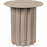 Creative Co-Op Pleated Metal Side Table, Beige