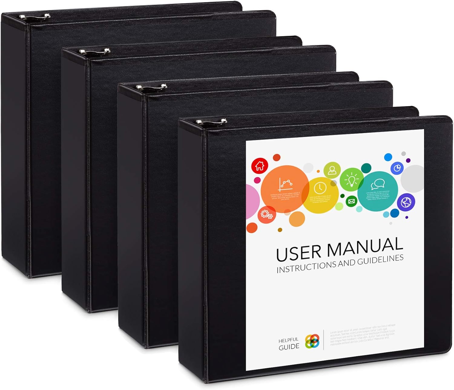 3 inch 3 Ring Binders, Rugged Heavy Duty Design for Home, Office, and School, Holds up to 625 Sheets of 8.5 Inch x 11 Inch Paper, Black, 4 Pack