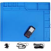 Kaisi Large Anti Static Mat with Grounding Accessories,Soldering Mat | Heat Resistant Silicone Magnetic Work ESD Pad for pc building, Electronics, Laptop, Cellphone Repair Soldering 21.6" x 16.9"