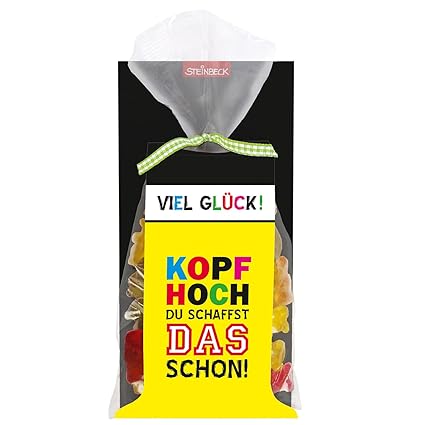 Fruchtgummi Prufung Steinbeck 100g Viel Gluck Kopf Hoch Du Schaffst Das Schon Geschenk Nervennahrung Prufung Abitur Suss Mitgebsel Fuhrerschein Amazon De Lebensmittel Getranke