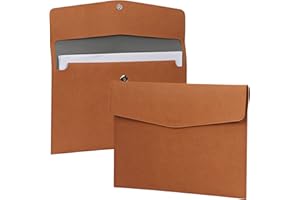 FYY File Folder, PU Leather A4 Document Holder File Organizer Filing Envelope Portfolio Case Tablet Sleeve with Magnetic Snap Closure for Home School Office Stationery Brown