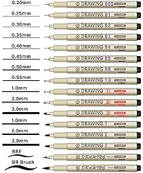 Muchcute Micro Fineliner Drawing Art Pens: 16 Black