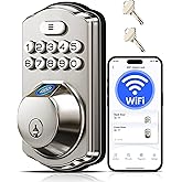 Veise VE012W Built-in WiFi Fingerprint Smart Lock, App Remote Control, Compatible with Alexa & Google Assistant, Keyless Entr