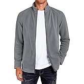 Runcati Mens Fleece Jacket Full Zip Lightweight Stand Collar Warm Jackets Casual Outdoor Windproof Coat with Pockets